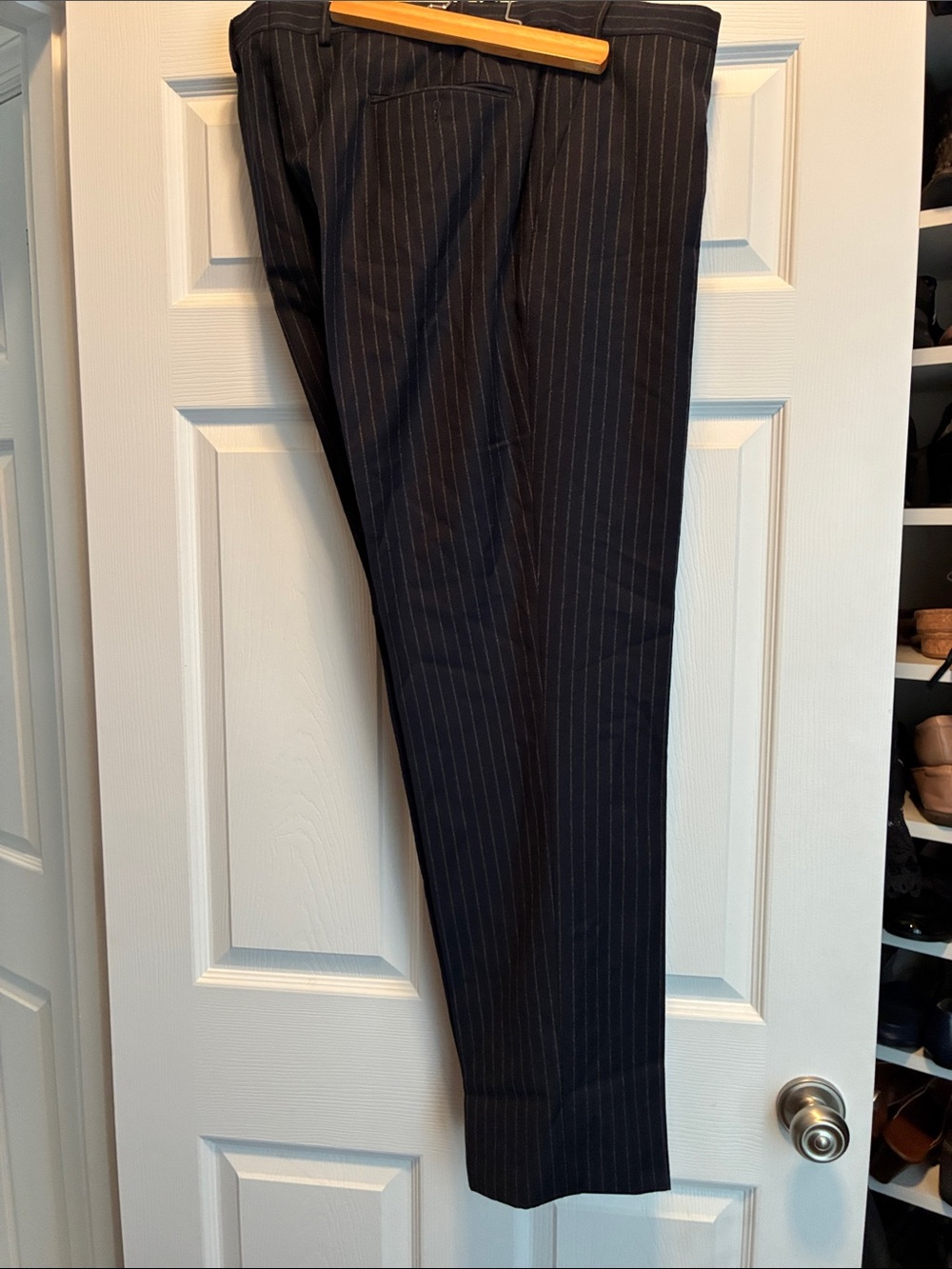 Michael Kors wool Men's Black Navy Pinstripe Dress Pants